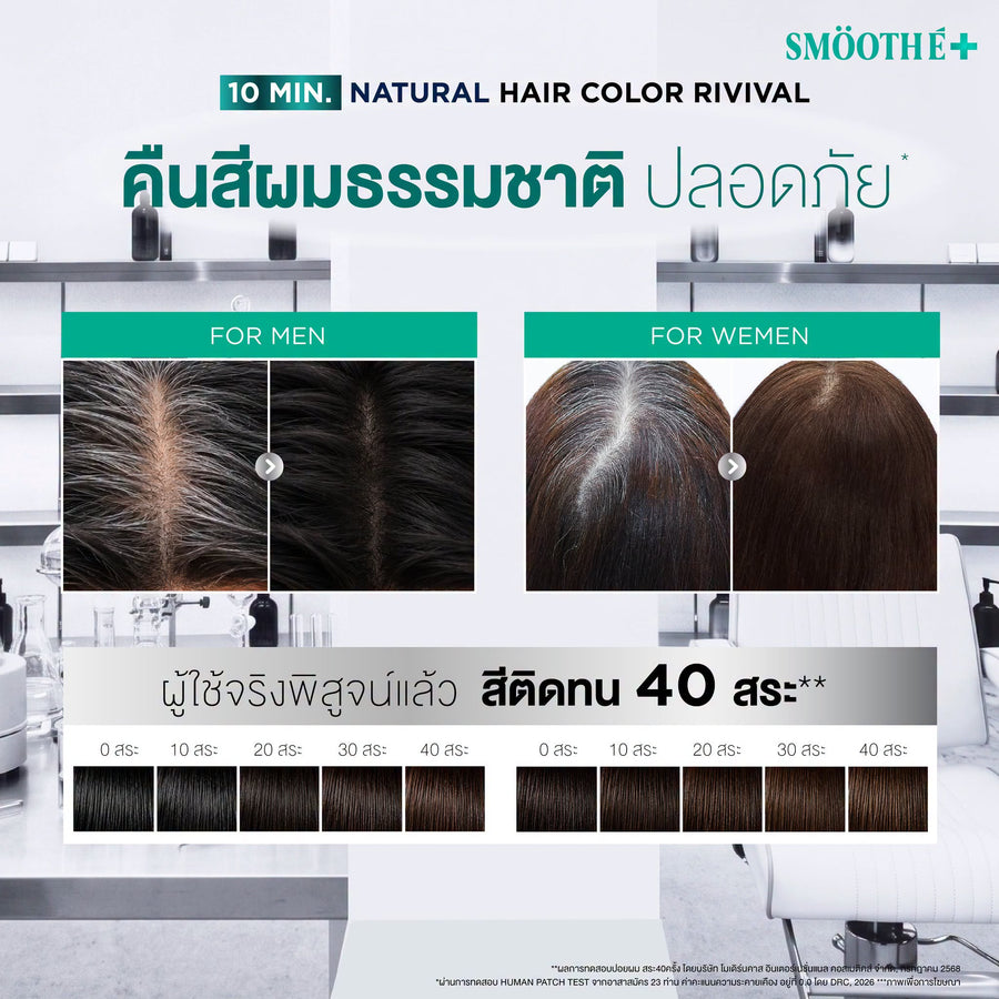 Smooth E GENTLEMEN HAIR COLOR SHAMPOO (NATURAL BLACK) SACHET 30 GM. (6 PCS/BOX)