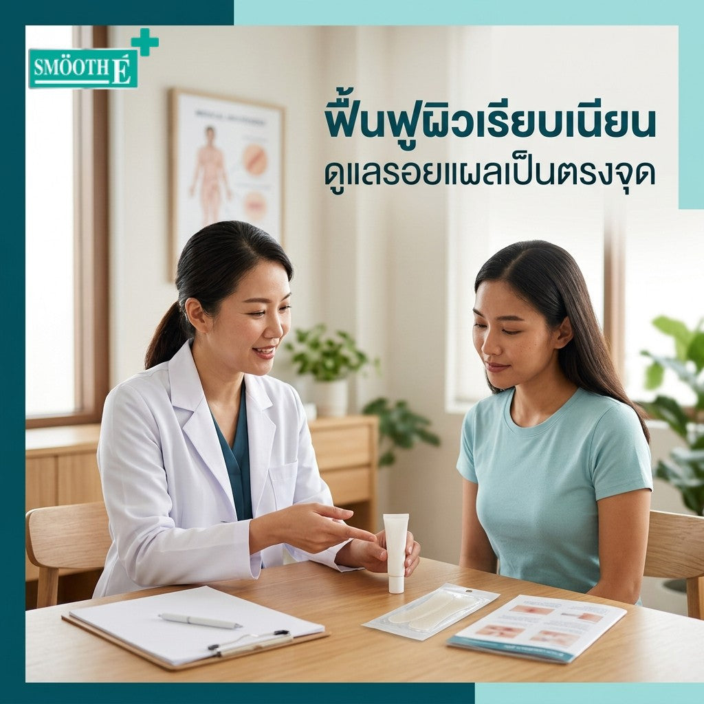 ผลิตภัณฑ์เครื่องมือแพทย์สำหรับดูแลรอยแผลเป็น เลือกอย่างไรให้รอยนูนยุบตัวเรียบเนียน | Smooth E