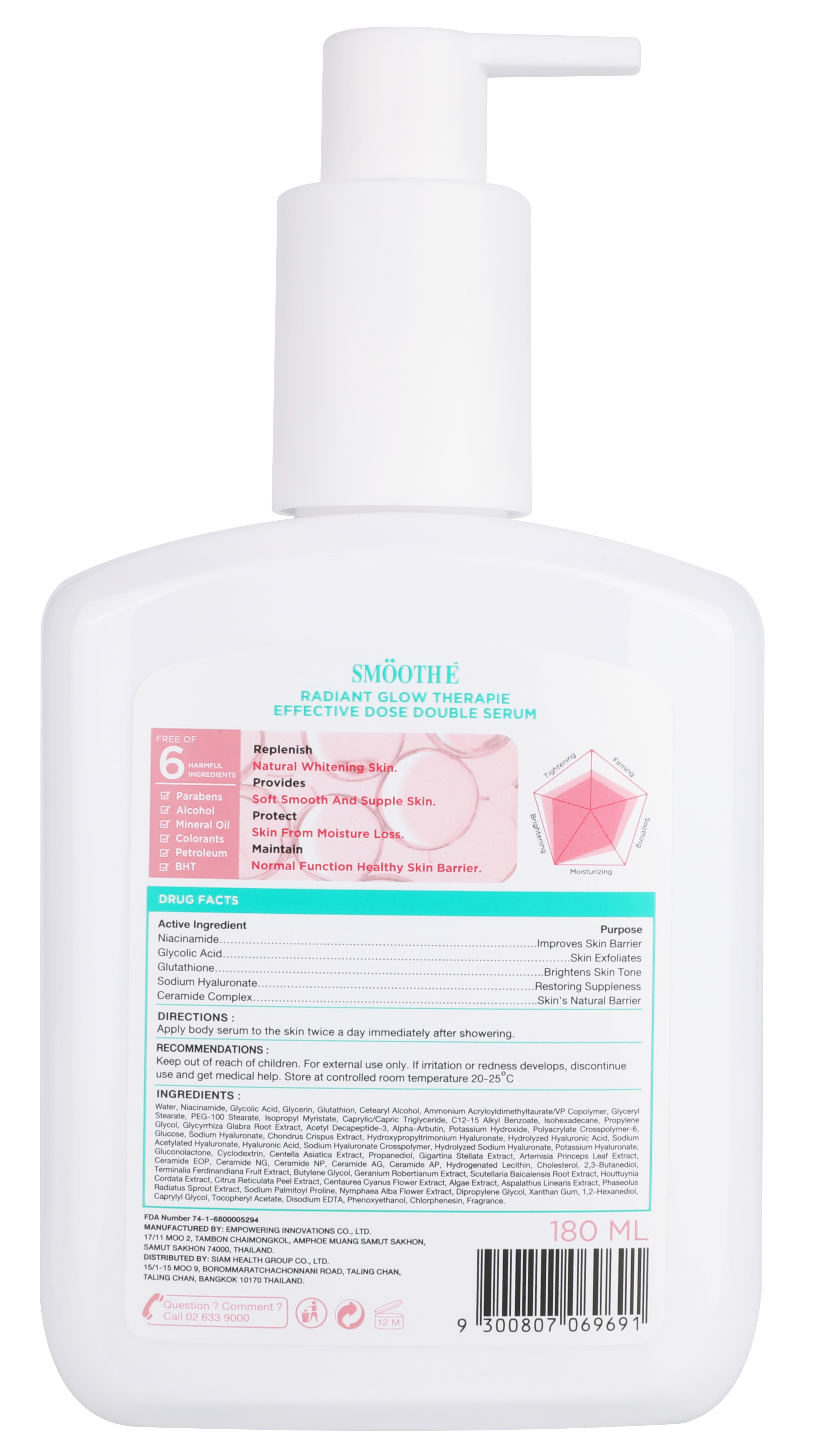 SMOOTH E RADIANT GLOW THERAPIE EFFECTIVE DOSE DOUBLE SERUM 180 ml.